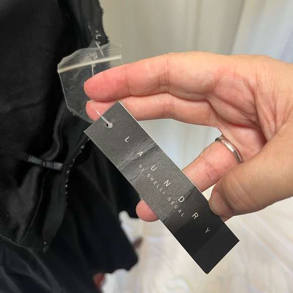 Laundry by Shelli Segal black beaded strapless dress with handkerchief hem - Picture 9 of 12